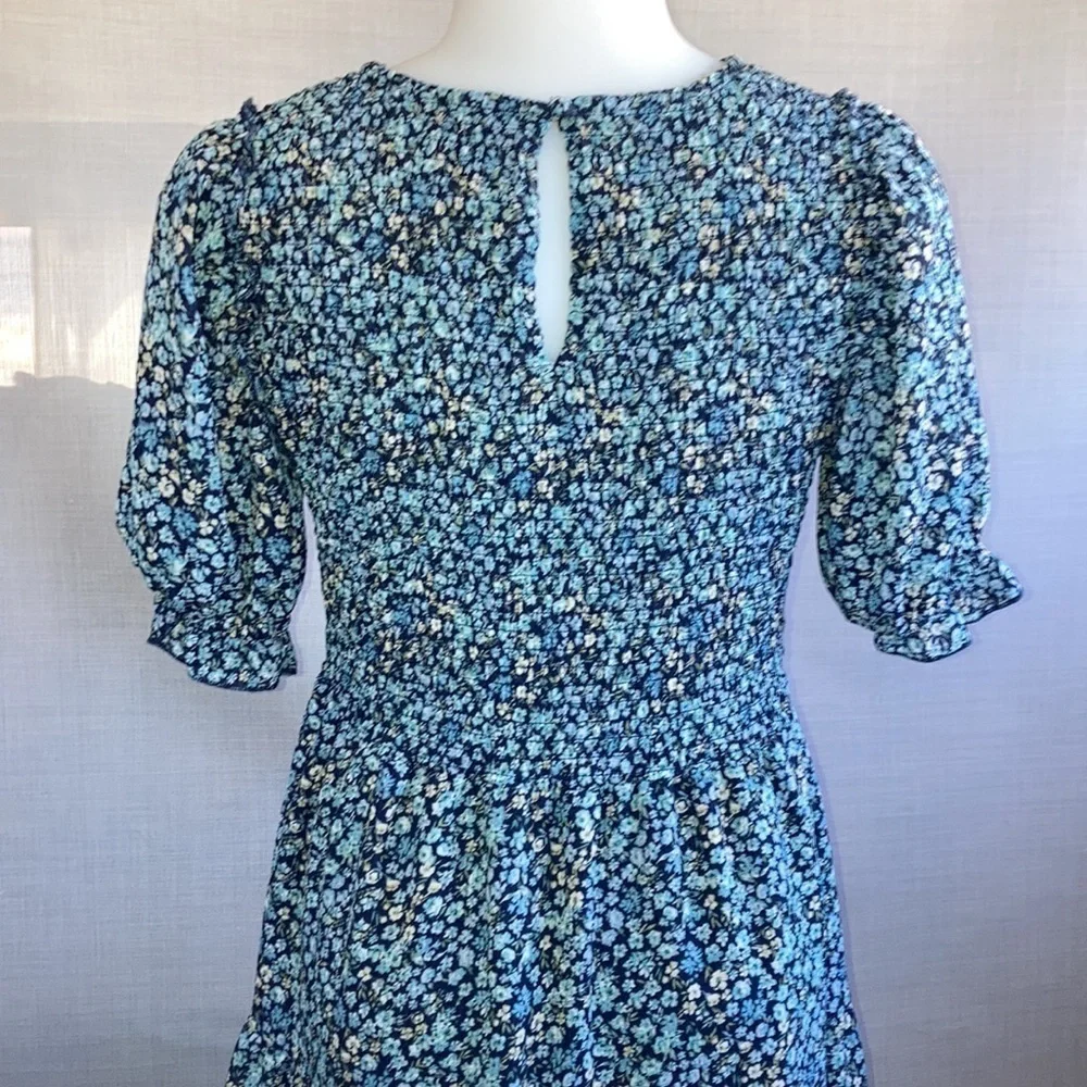 Size small, bohemian floral dress boho tunic with puff sleeves smock dress - Picture 6 of 15